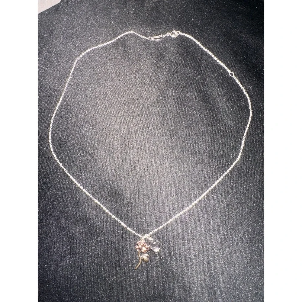 Disney Beauty And The Beast Enchanted Rose & Mirror Necklace Adjustable Chain